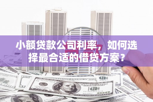 曲阳小额贷款公司利率，如何选择最合适的借贷方案？
